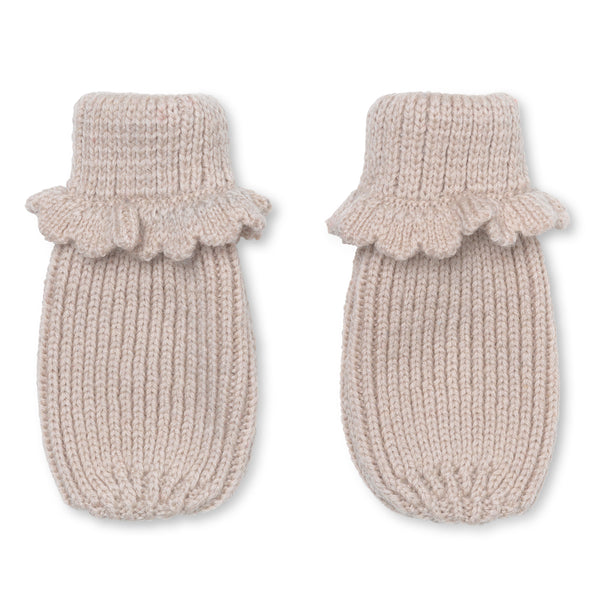 Manusi tricotate din lana merinos pentru bebelusi Konges Slojd - Peach Dust