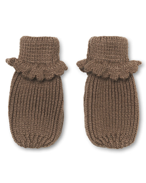 Manusi tricotate din lana merinos pentru bebelusi Konges Slojd - Stone