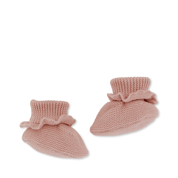 Botine tricotate din lână merinos pentru bebeluși Konges Slojd - Pale Rose