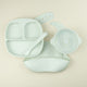 Set diversificare bebelusi din silicon (bol cu capac + farfurie cu ventuza anti-alunecare + lingurita + baveta) - Soft Nordic Mint