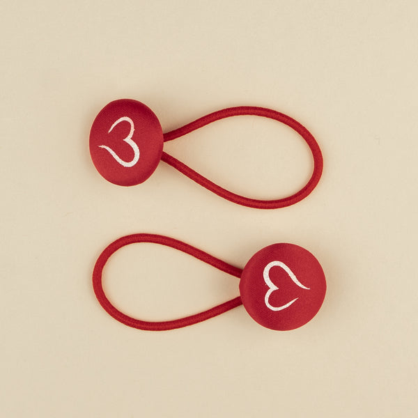 Set 2 elastice de par cu decoratiune pentru fetite - Heart Red