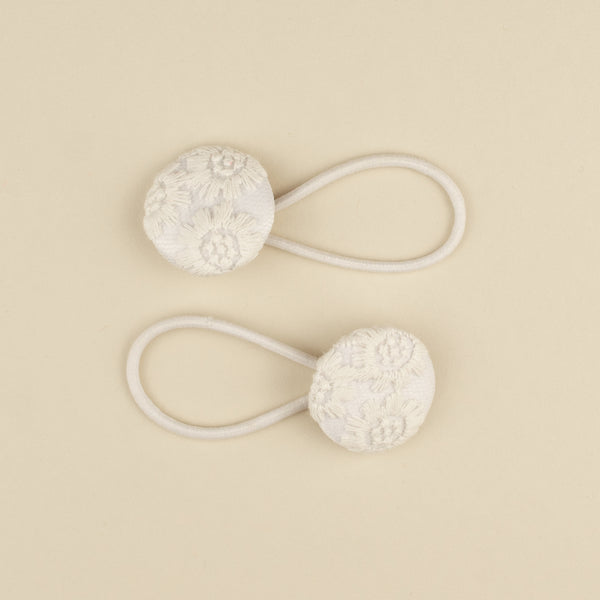 Set 2 elastice de par cu decoratiune pentru fetite - White Flowers