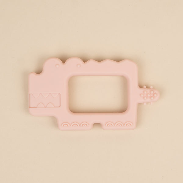 Jucarie dentitie din silicon pentru bebelusi - Crocodile Pink