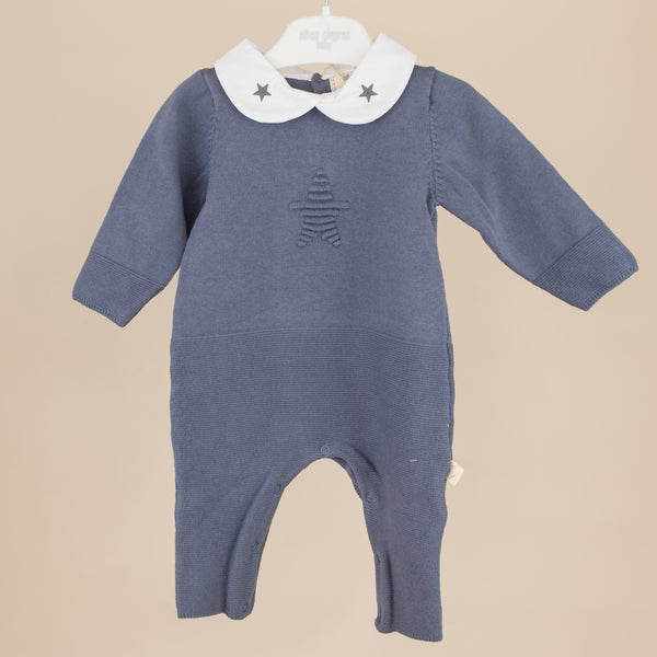 Salopeta tricotata din bumbac pentru bebelusi Star - Antrablue