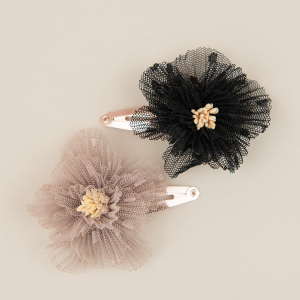 Set 2 Agrafe Flower - Vanilla/Black