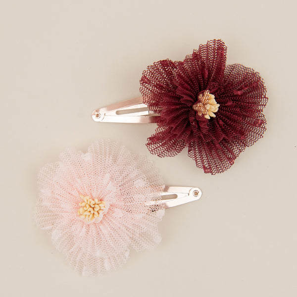 Set 2 Agrafe Flower - Pink/Ruby