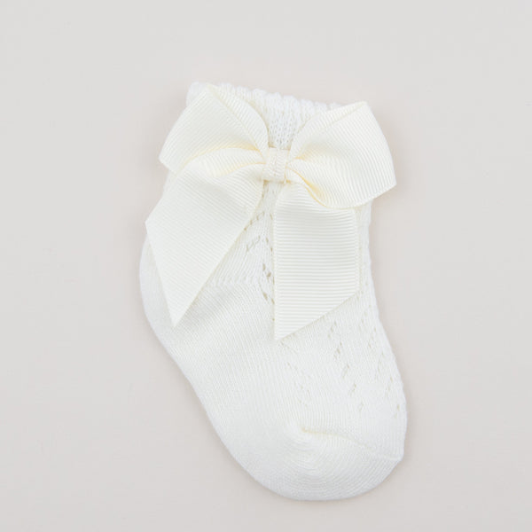 Sosete bebelusi elegante cu fundita - Ivory