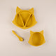 Set diversificare bebelusi din silicon (bol cu ventuza + farfurie cu ventuza anti-alunecare + lingurita) - Fox Mustard